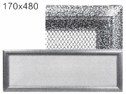 Krbová mřížka profil rámečku Oskar černo-stříbrná, rozměr 170x480 mm