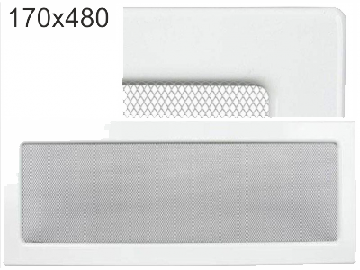 Krbová mřížka Kratki bílá, rozměr 170x480 mm