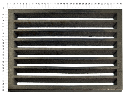 Litinový rošt pro kamna a krby Termopen rošt obdélníkový-plochý R10x14 rozměry 263x367 mm tloušťka 15 mm