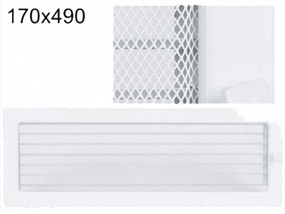 Krbová mřížka Kratki bílá s žaluzií, rozměr 170x480 mm