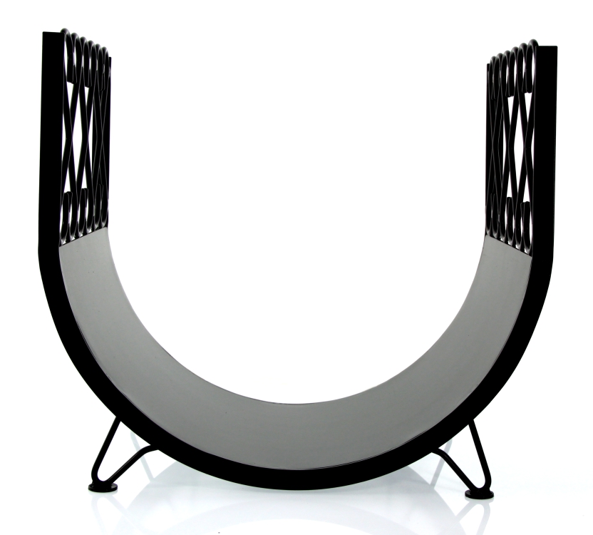 Krbové nářadí profikrby - Koš na dřevo SATURN - U tvar, kovaný, černý