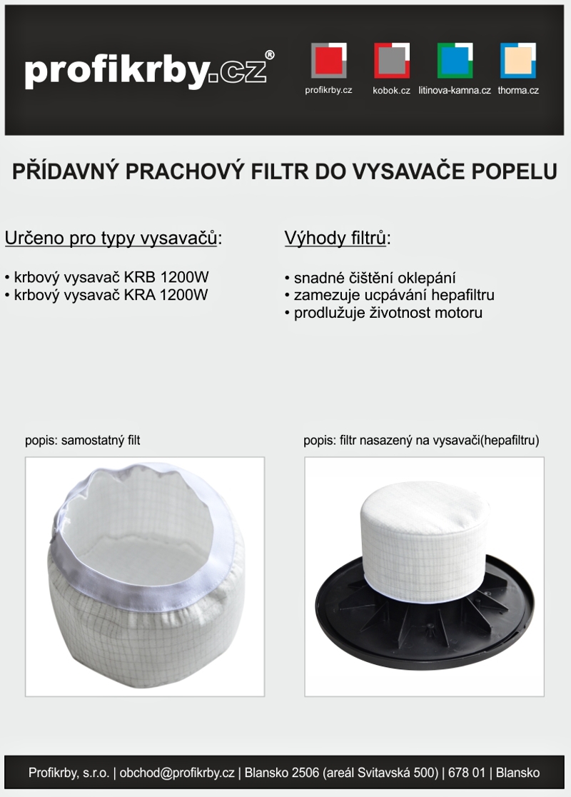 Druhý filtr profikrby - pro vysavač ochrana HEPA filtru (KRB KRA)