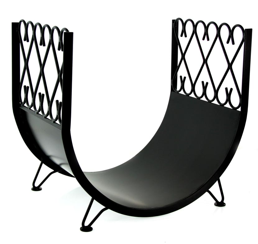 Krbové nářadí profikrby - Koš na dřevo SATURN - U tvar, kovaný, černý