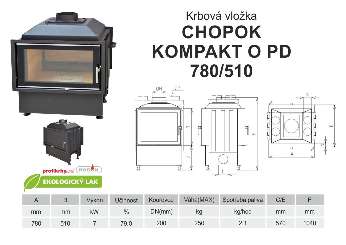 Krbová vložka KOBOK KOBOK KOMPAKT O PD 780 510 oboustranná, přikládací dveře
