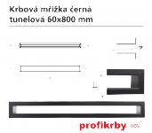 Krbová mřížka černá Tunelová 60x800