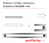 Krbová mřížka broušený nerez Tunelová 60x600