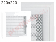Krbová mřížka profil rámečku Oskar bílá s žaluzií, rozměr 220x220 mm