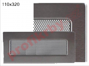 Kratki Krbová mřížka provedení broušený nerez, rozměr 110x320 mm, černý tahokov