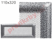 Krbová mřížka profil rámečku Oskar černo-stříbrná, rozměr 110x320 mm