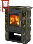 Krbová kamna Thorma kachlová Borgholm Keramik olivově zelená, kachlová krbová kamna