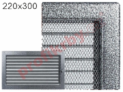Kratki Krbová mřížka lakovaná černo-stříbrná s žaluzií, rozměr 220x300 mm
