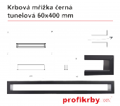 Krbová mřížka černá Tunelová 60x400