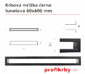 Kratki Krbová mřížka černá Tunelová 60x600