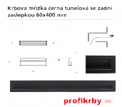 Kratki Krbová mřížka černá Tunelová/se zadní záslepkou 60x400