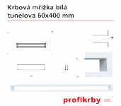 Kratki Krbová mřížka bílá Tunelová 60x400