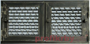 Kratki Krbová mřížka grafitová antik RETRO 440x220 se žaluzií - otvír.