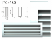 Krbová mřížka bílá lamelová B 170x480