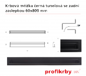 Kratki Krbová mřížka černá Tunelová/se zadní záslepkou 60x800