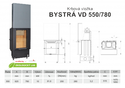 Krbová vložka KOBOK na výšku KOBOK BYSTRÁ VD 550 (620) 790 - výsuvné dveře