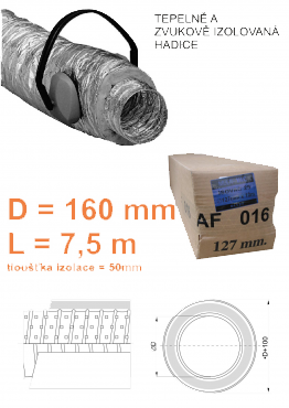 tepelně a zvukově izolovaná trubka Multi-VAC DS50160 Al - D160 L7,5m - tloušťka izolace 50 mm