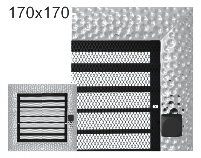 Krbová mřížka exkluzívní Kratki VENUS niklovaná s žaluzií 170x170