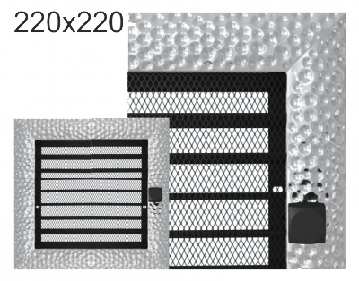 Krbová mřížka exkluzívní Kratki VENUS niklovaná s žaluzií 220x220