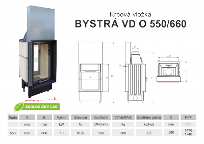 Krbová vložka KOBOK na výšku KOBOK BYSTRÁ O VD 550 (620) 670 - oboustranná, výsuvné dveře