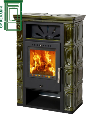 Krbová kamna Thorma kachlová THORMA Filakovo Borgholm TOP Keramik olivově zelená