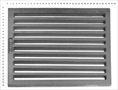 Litinový rošt pro kamna a krby Termopen rošt obdélníkový-plochý R10x13 rozměry 263x342 mm tloušťka 15 mm