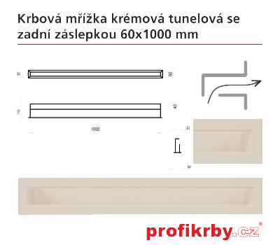 Krbová mřížka Kratki Krémová Tunelová/se zadní záslepkou 60x1000