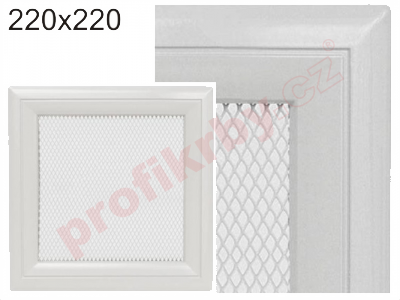 Krbová mřížka Kratki profil rámečku Oskar bílá, rozměr 220x220 mm