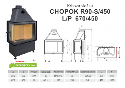 Krbová vložka KOBOK KOBOK CHOPOK R90Sx450 670 450 - Rohová - Levá