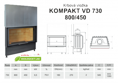 Krbová vložka KOBOK KOBOK KOMPAKT 730 (800) 450 VD s výsuvem