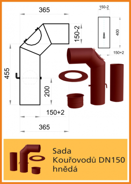 Kouřovod průměr  D150 THORMA Filakovo Kouřovod souprava 150 hnědá