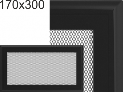 Krbová mřížka Kratki profil rámečku Oskar černá, rozměr 170x300 mm