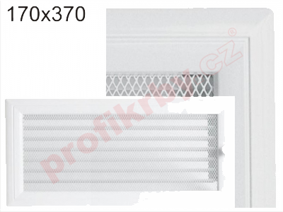 Krbová mřížka Kratki profil rámečku Oskar bílá, rozměr 170x370 mm