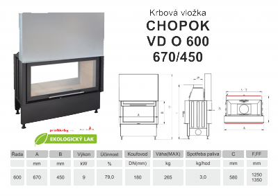 Krbová vložka KOBOK KOBOK CHOPOK O 600 (670) 450 VD s výsuvem, oboustranná