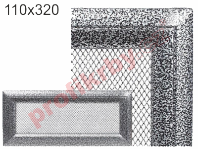 Krbová mřížka Kratki profil rámečku Oskar černo-stříbrná, rozměr 110x320 mm