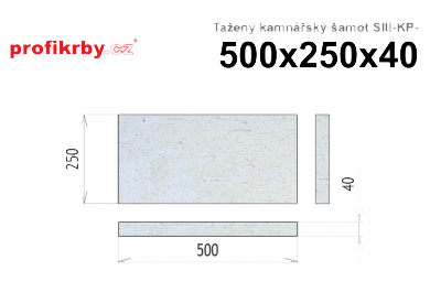 Kamnářská šamotová deska tloušťka 40 mm RHI Magnesita Tažený šamot SIII-KP - 500x250x40