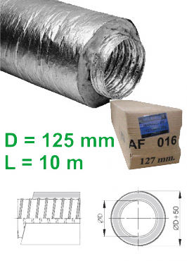tepelně izolovaná hliníková trubka Multi-VAC DI127 Al  - D125 L10m