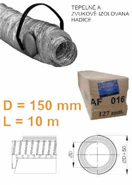 tepelně a zvukově izolovaná trubka Multi-VAC DS152 Al - D150 L10m - izolace 25mm