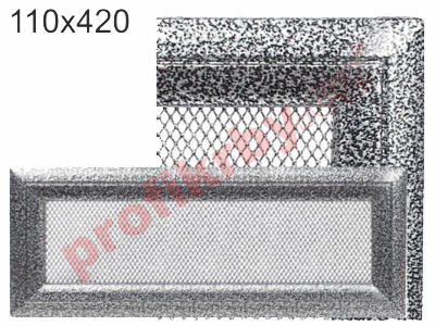 Krbová mřížka Kratki profil rámečku Oskar černo-stříbrná, rozměr 110x420 mm