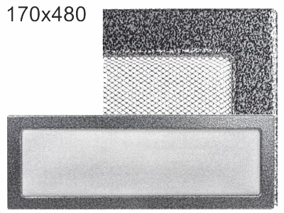 Krbová mřížka Kratki lakovaná, rozměr černo-stříbrná, rozměr 170x480 mm