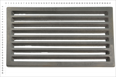 Litinový rošt pro kamna a krby Termopen rošt obdélníkový-plochý R9x16 rozměry 236x418 mm tloušťka 15 mm