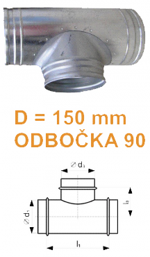 vzduchotechnická tvarovka WENTOR OBJ 90 150 150 odbočka jednoduchá 90