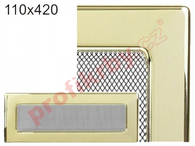 Krbová mřížka Kratki galvanizovaná zlatá, rozměr 110x420 mm