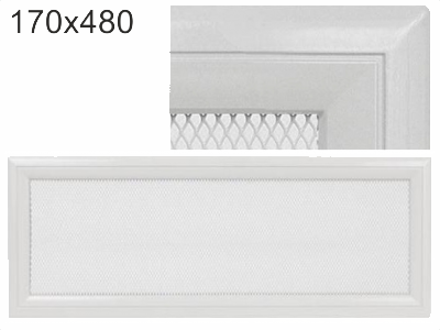 Krbová mřížka Kratki profil rámečku Oskar bílá, rozměr 170x480 mm