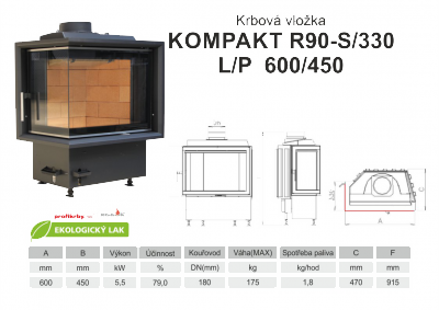 Krbová vložka KOBOK KOBOK KOMPAKT R90Sx330 600 450 - Rohová - Levá