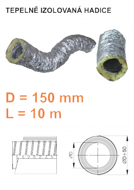 tepelně izolovaná trubka WENTOR SD 150 Al - D 150/10 m do 250 °C
