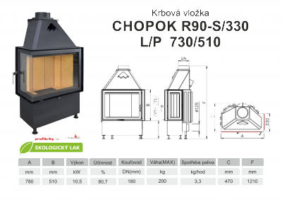 Krbová vložka KOBOK KOBOK CHOPOK R90Sx330 730 510 - Rohová - Pravá